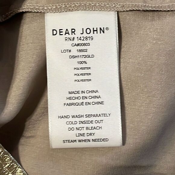 Dear John Gold Metallic Rowan Hidden Placket 3/4 Sleeve Top Medium - Picture 7 of 7